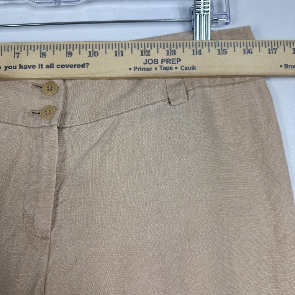 FOCUS 2000 Capri Pants Women's 6 Peach Tan 100% Linen Wide Leg Crop (Waist 32") - Picture 7 of 11